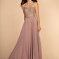 Chiffon Sweetheart A-Ling Long Dress with Jewels Embellished - RoshelLuxe.com