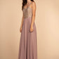 Chiffon Sweetheart A-Ling Long Dress with Jewels Embellished - RoshelLuxe.com