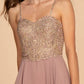 Chiffon Sweetheart A-Ling Long Dress with Jewels Embellished - RoshelLuxe.com