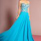Sleeveless Sweetheart Chiffon Long Dress with Embroidered Detailing - RoshelLuxe.com