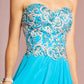 Sleeveless Sweetheart Chiffon Long Dress with Embroidered Detailing - RoshelLuxe.com