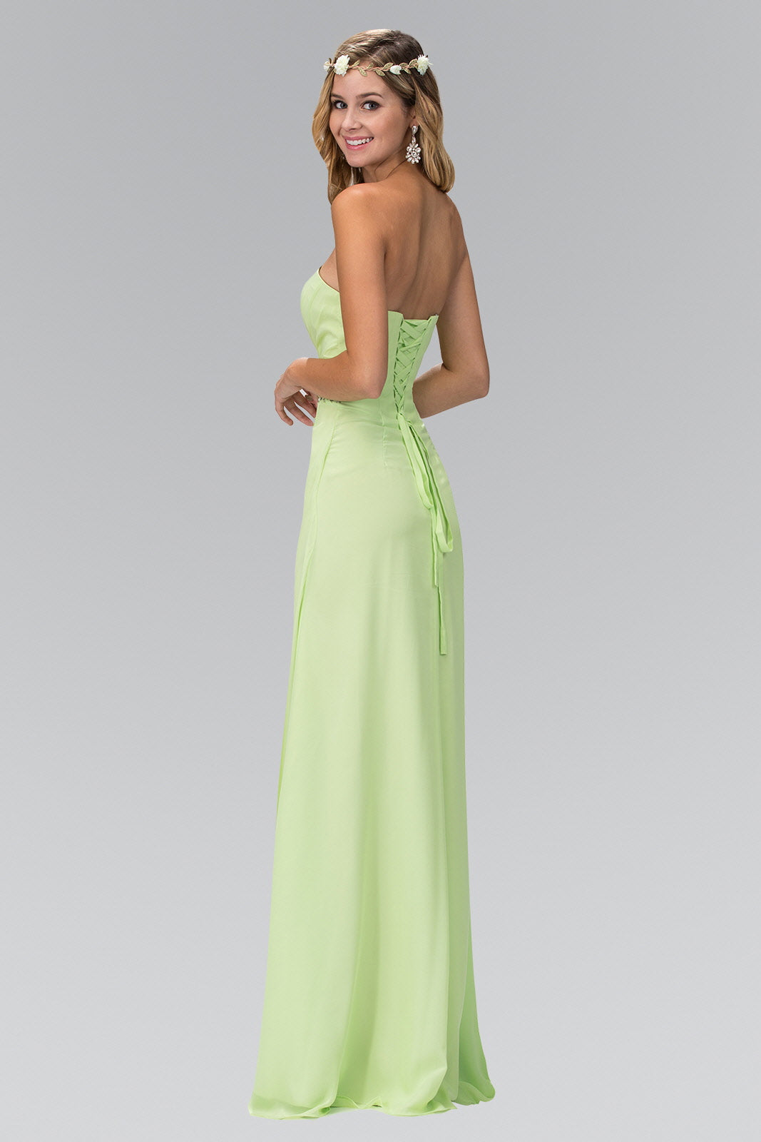 Strapless Sweetheart Long Dress with Pleated Bodice - RoshelLuxe.com
