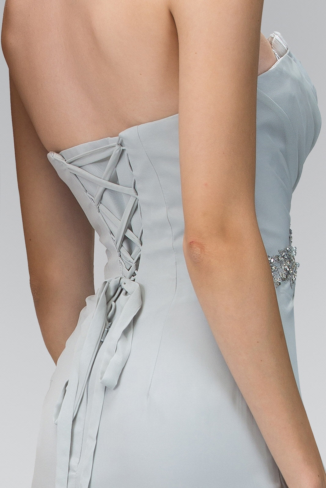 Strapless Sweetheart Long Dress with Pleated Bodice - RoshelLuxe.com
