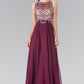 Beaded Top Chiffon Long Dress with Open Back - RoshelLuxe.com