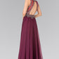 Beaded Top Chiffon Long Dress with Open Back - RoshelLuxe.com
