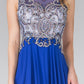 Beaded Top Chiffon Long Dress with Open Back - RoshelLuxe.com