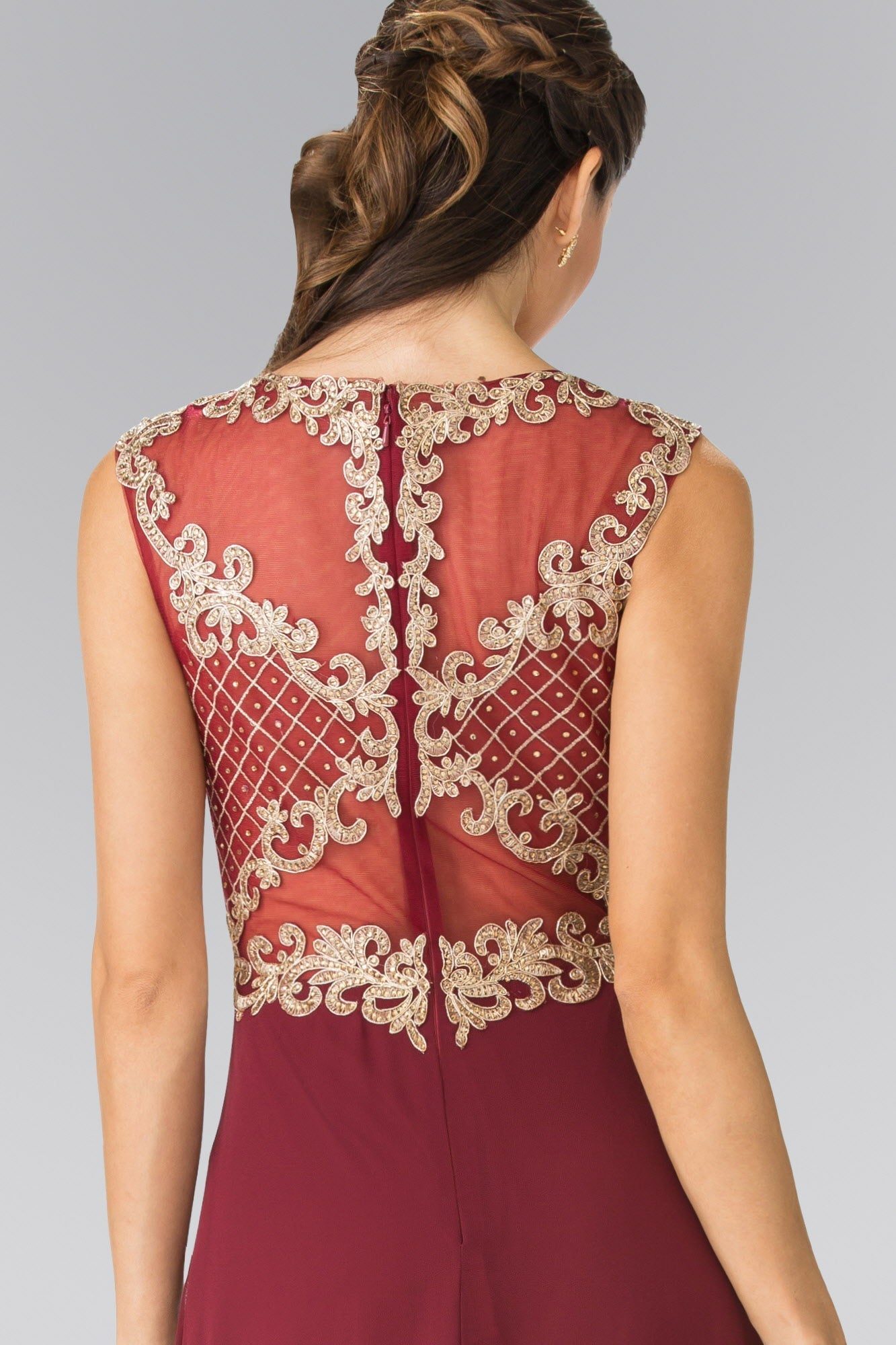 Embroidery A-Line Chiffon Long Dress - RoshelLuxe.com