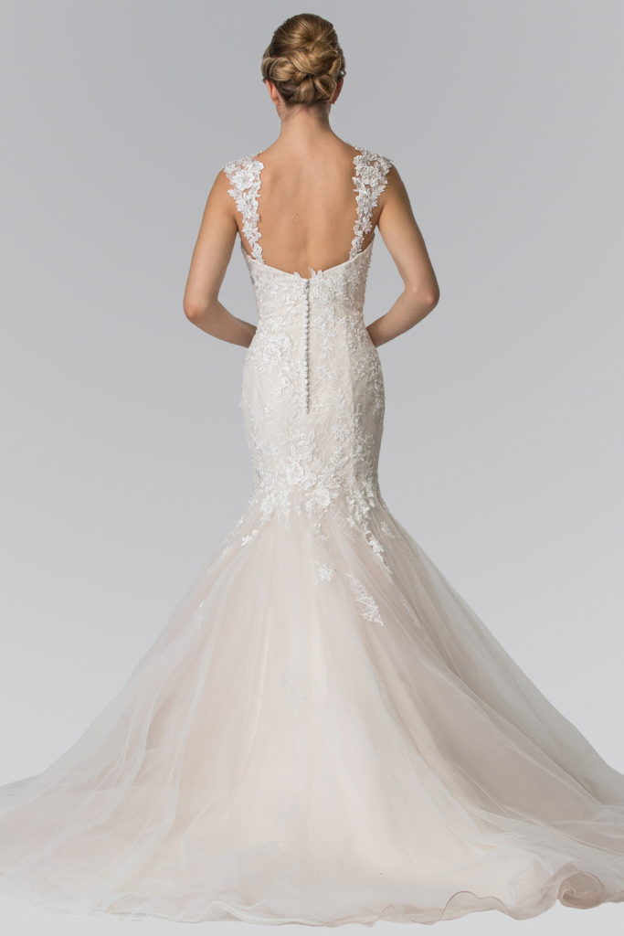 Lace Embellished Mermaid Style Wedding Dress - RoshelLuxe.com