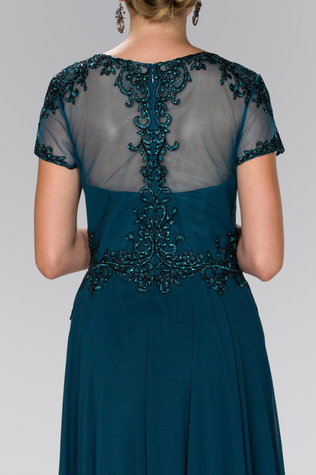 Chiffon A-Line Long Dress with Embroidery and Beads - RoshelLuxe.com