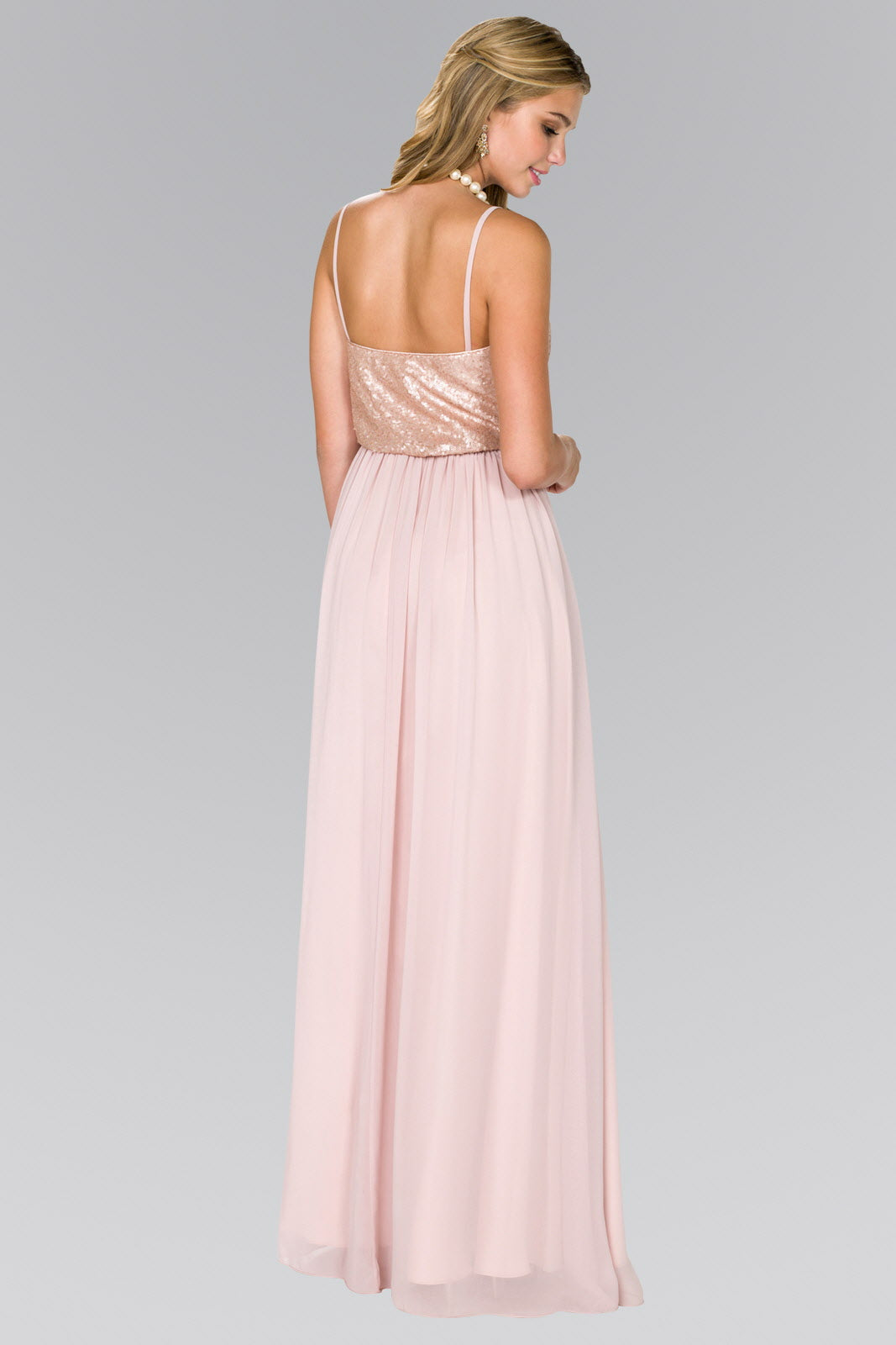 Full Sequin Top Chiffon Long Dress - RoshelLuxe.com