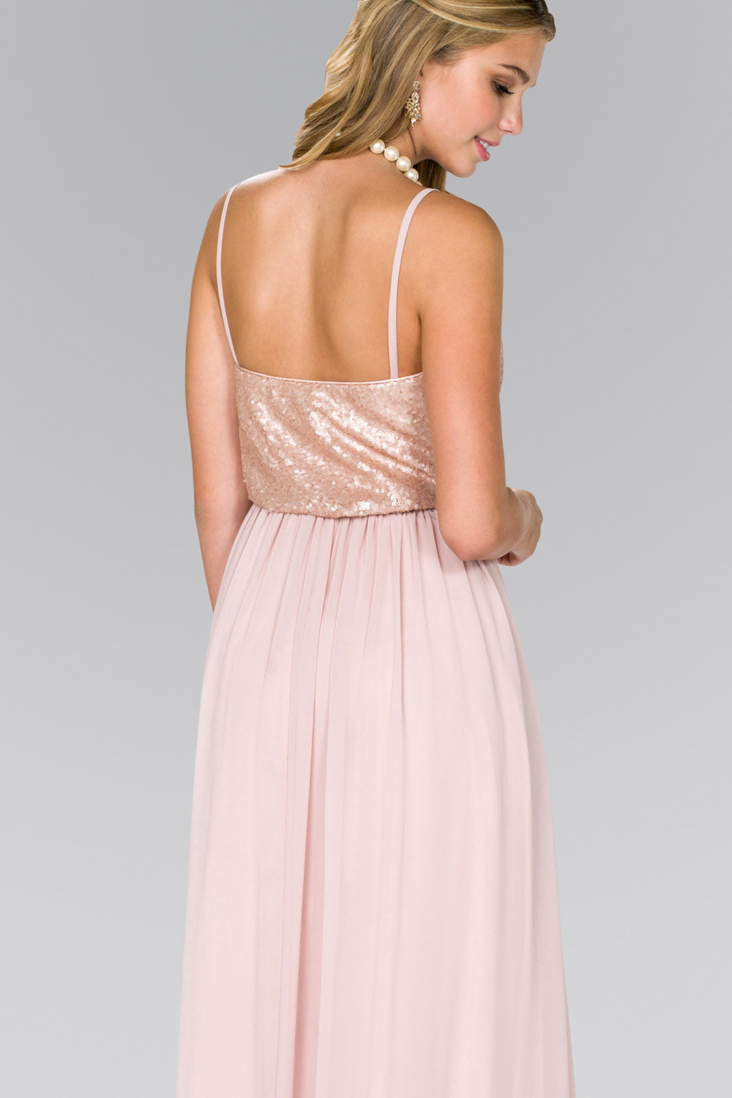 Full Sequin Top Chiffon Long Dress - RoshelLuxe.com