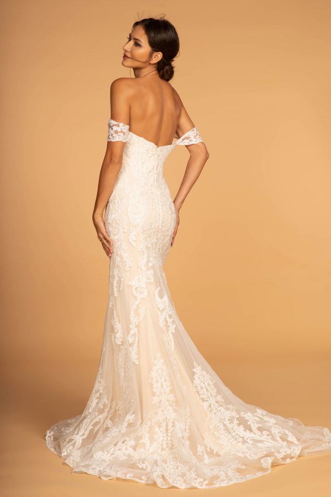 Sweethearted Embroidered Mesh Mermaid Wedding Gown - RoshelLuxe.com
