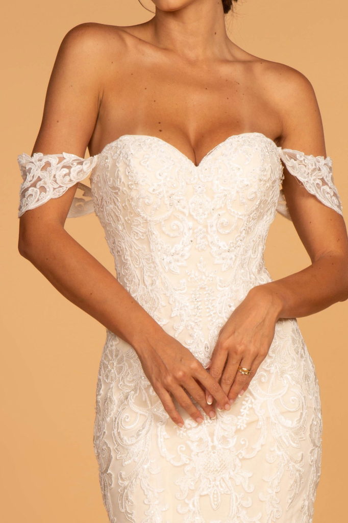 Sweethearted Embroidered Mesh Mermaid Wedding Gown - RoshelLuxe.com