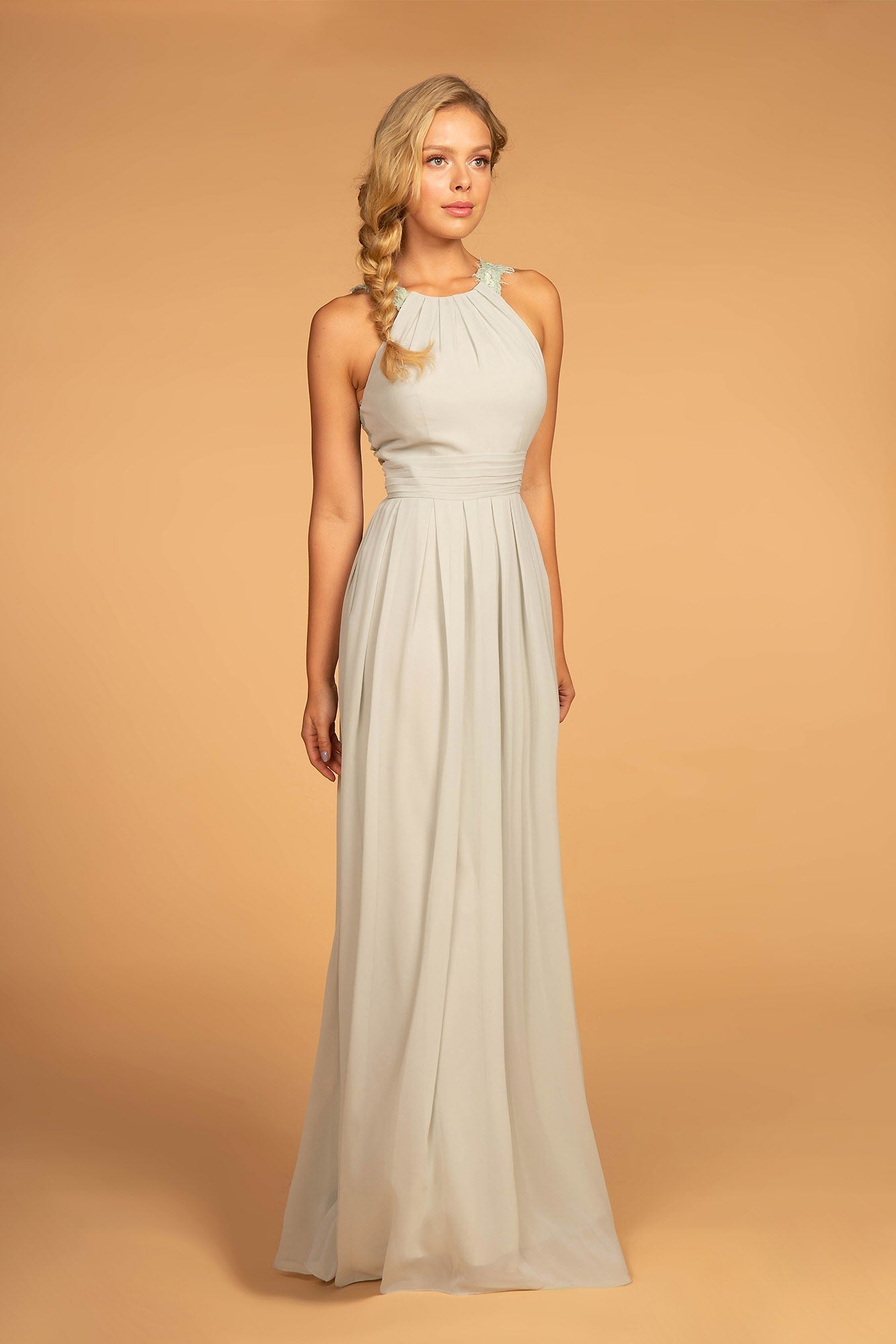 Lace-Strap Chiffon Long Dress - RoshelLuxe.com