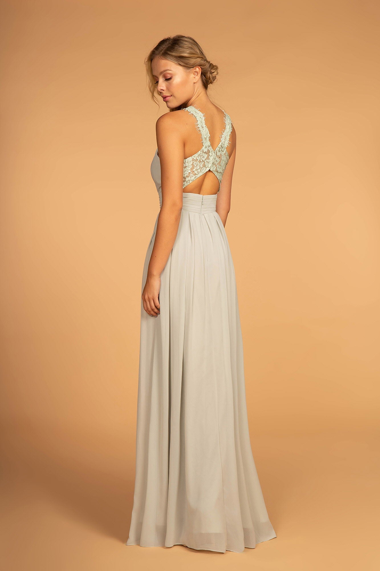 Lace-Strap Chiffon Long Dress - RoshelLuxe.com