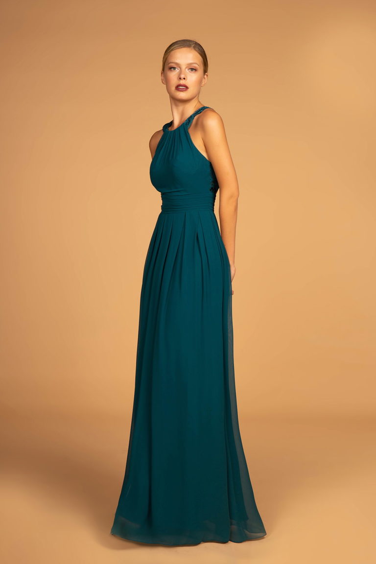 Lace-Strap Chiffon Long Dress - RoshelLuxe.com