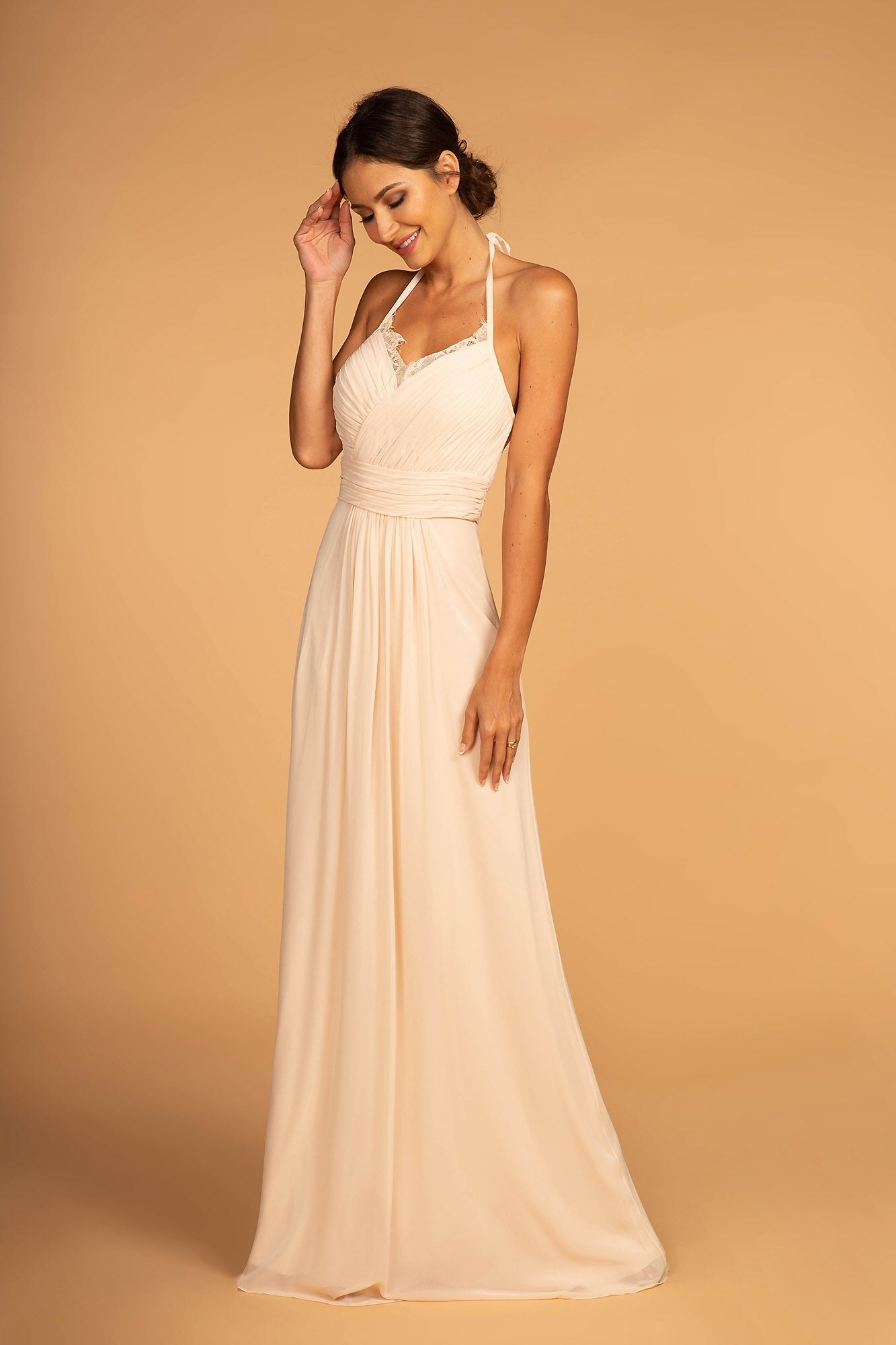 Halter Neck Chiffon Long Dress - RoshelLuxe.com
