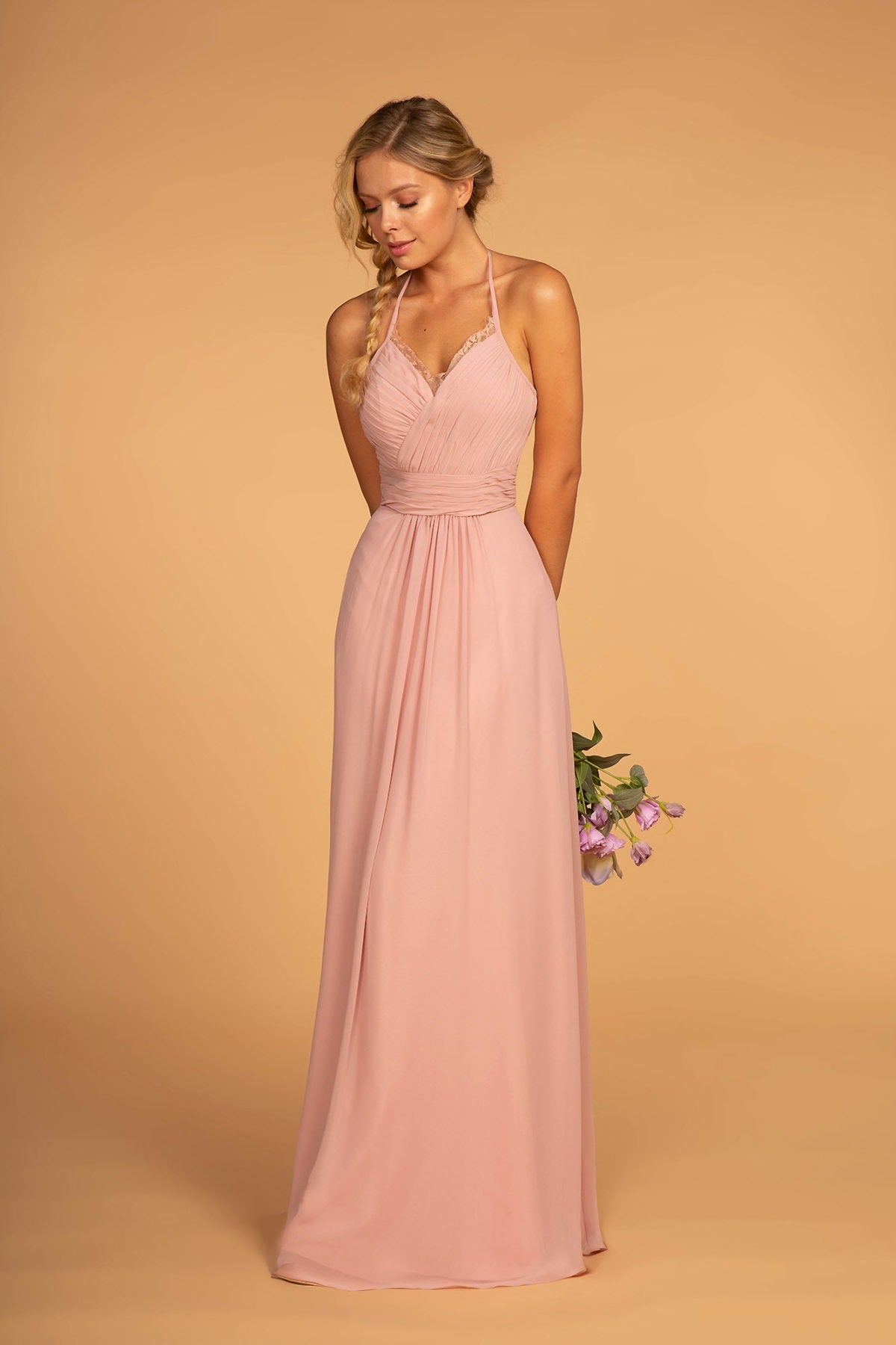 Halter Neck Chiffon Long Dress - RoshelLuxe.com