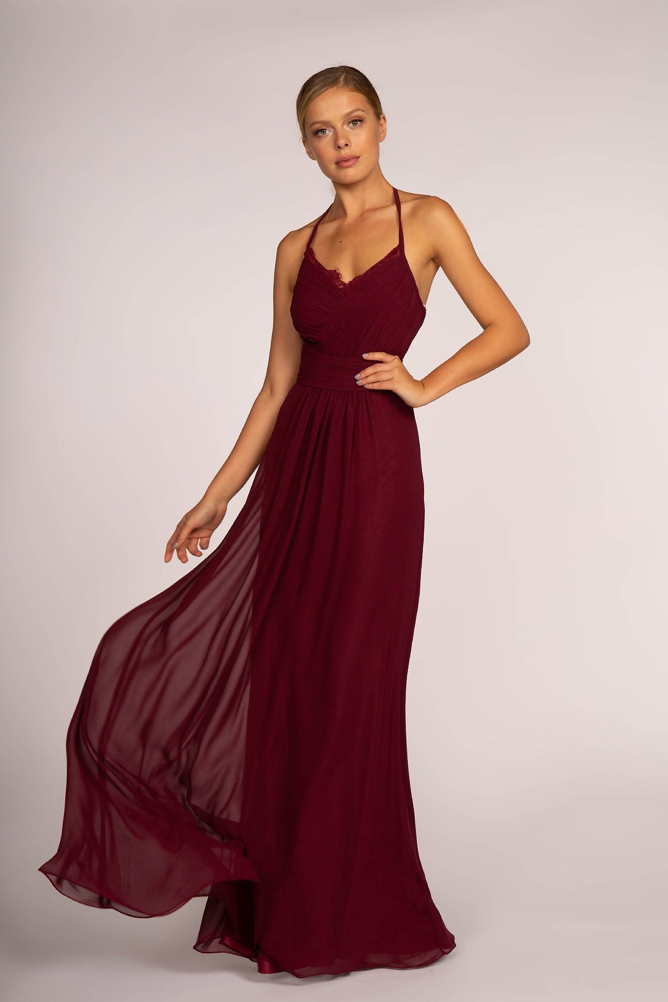 Halter Neck Chiffon Long Dress - RoshelLuxe.com