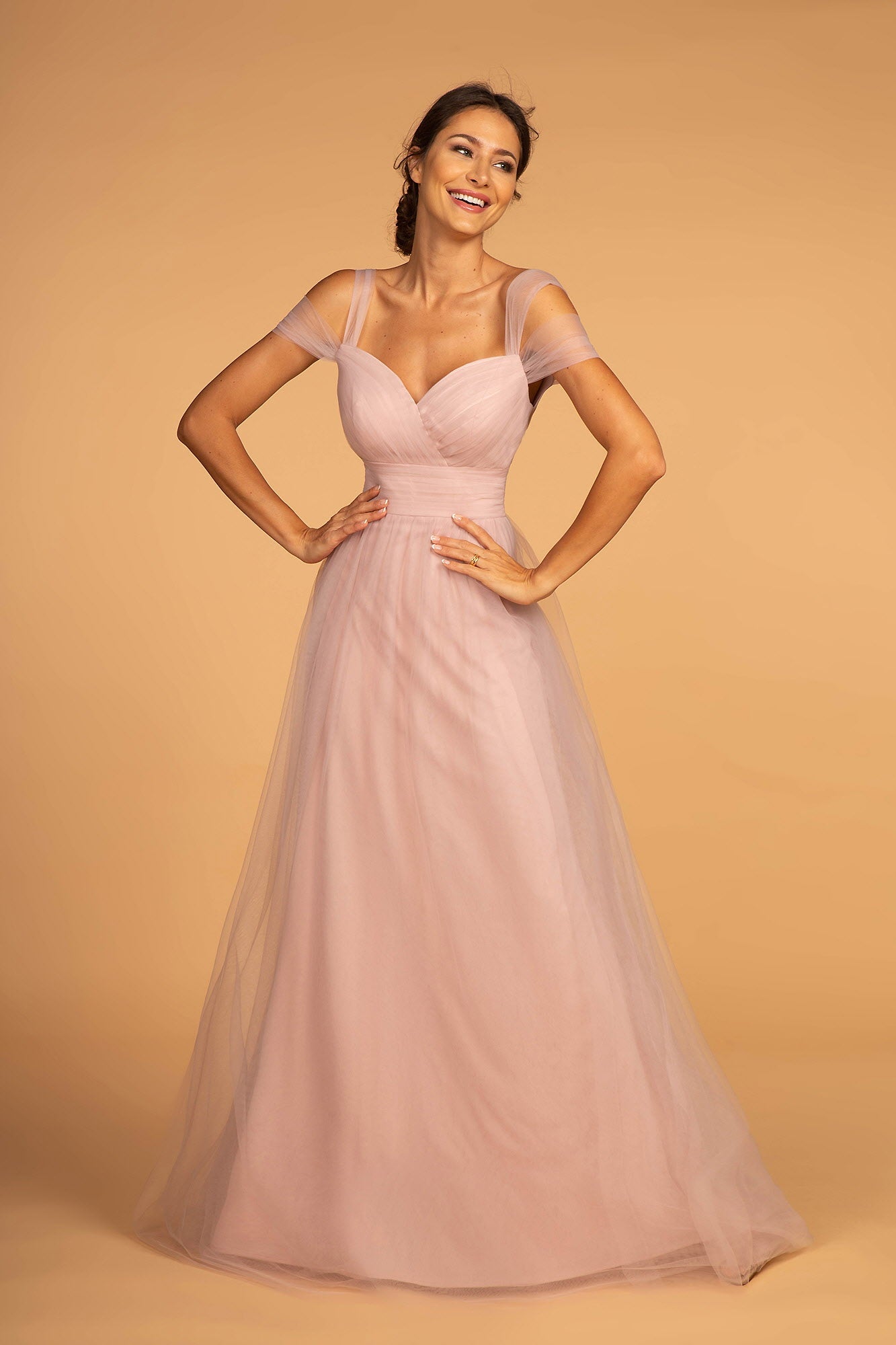 Sweethearted Chiffon Long Dress w/ V-Back - RoshelLuxe.com