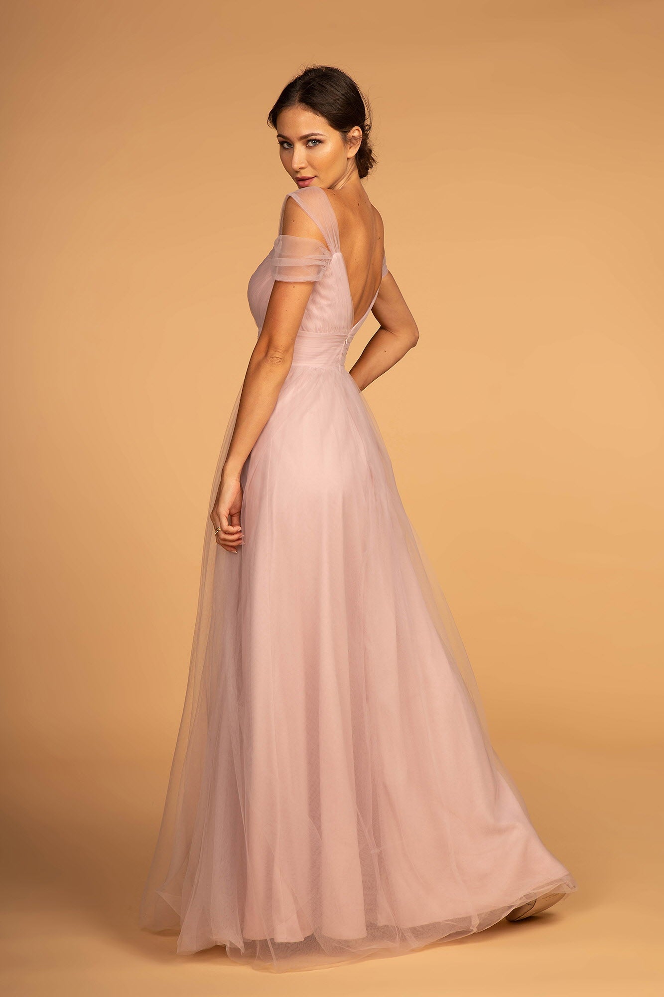 Sweethearted Chiffon Long Dress w/ V-Back - RoshelLuxe.com