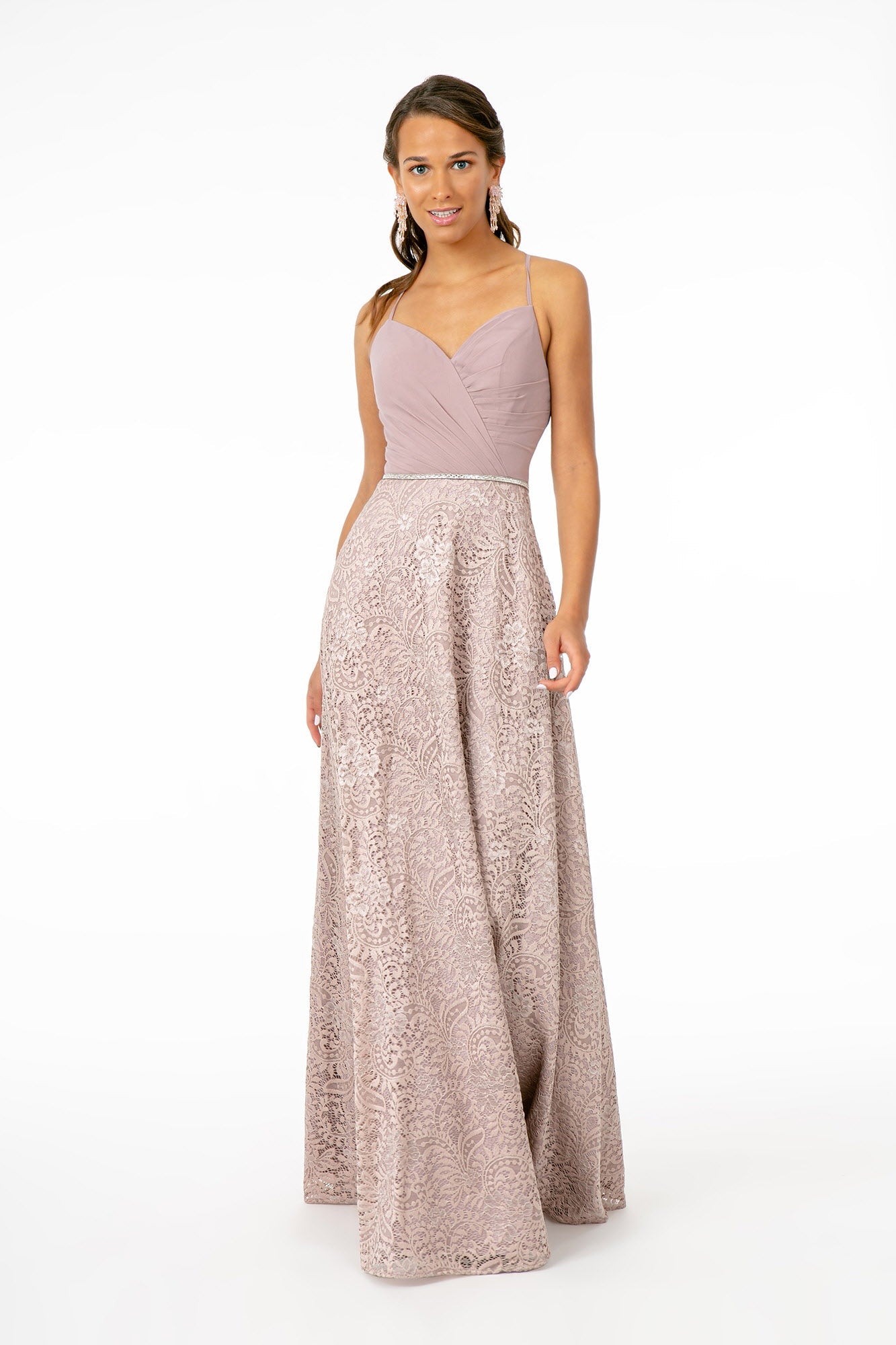 Sweetheart Neckline Lace A-Line Long Dress w/ Cut-Out-Back - RoshelLuxe.com