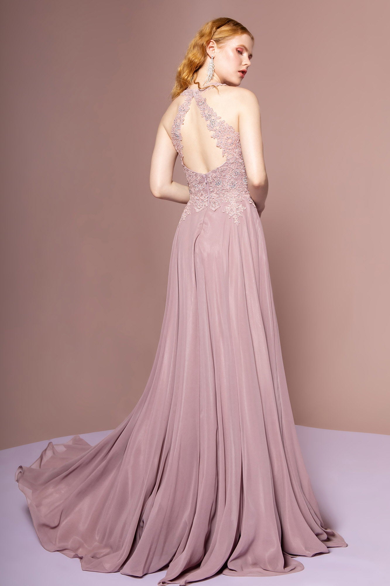 Jewel Embellished and Embroidered Bodice Chiffon Long Dress - RoshelLuxe.com