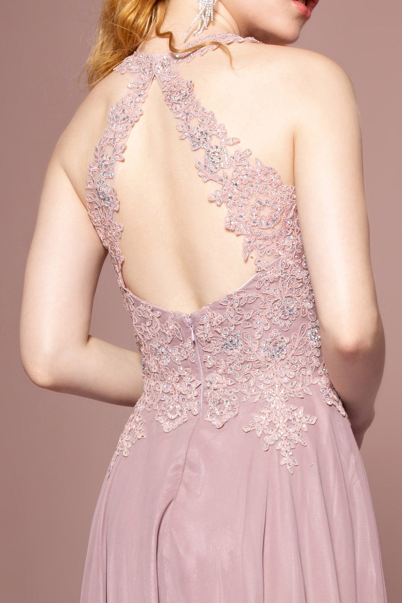 Jewel Embellished and Embroidered Bodice Chiffon Long Dress - RoshelLuxe.com