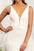 3-D Flower Applique Mermaid Mesh Wedding Gown w/ Detached Mesh Layer - RoshelLuxe.com