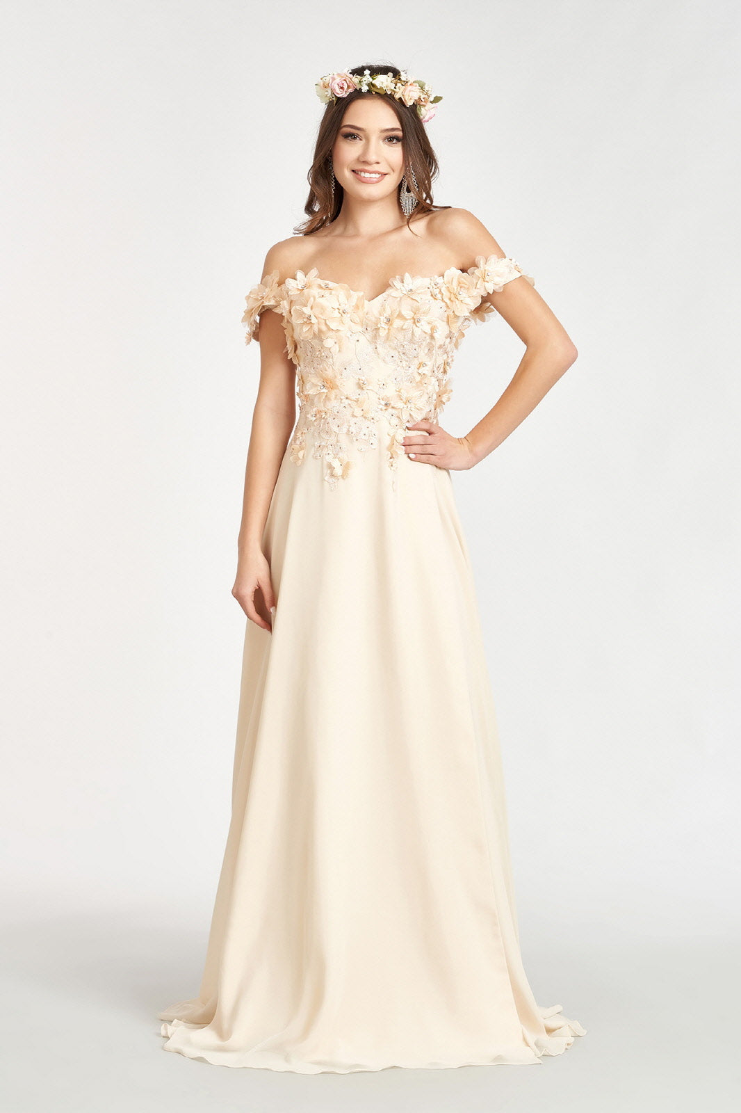 Sublime Off-shoulder Floral Neckline A-line Maxi Dress from Elizabeth K - RoshelLuxe.com