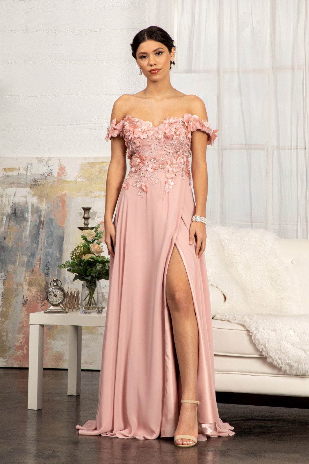 Sublime Off-shoulder Floral Neckline A-line Maxi Dress from Elizabeth K - RoshelLuxe.com