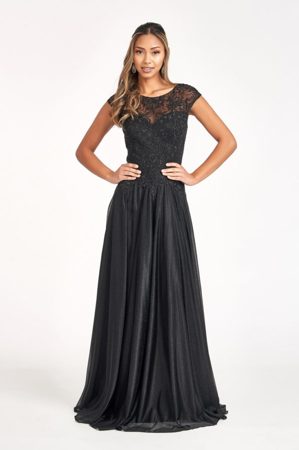 Beads Embellished Embroidered A-line Dress w/ Scoop-Neck - RoshelLuxe.com