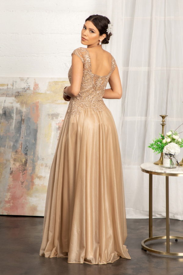Beads Embellished Embroidered A-line Dress w/ Scoop-Neck - RoshelLuxe.com