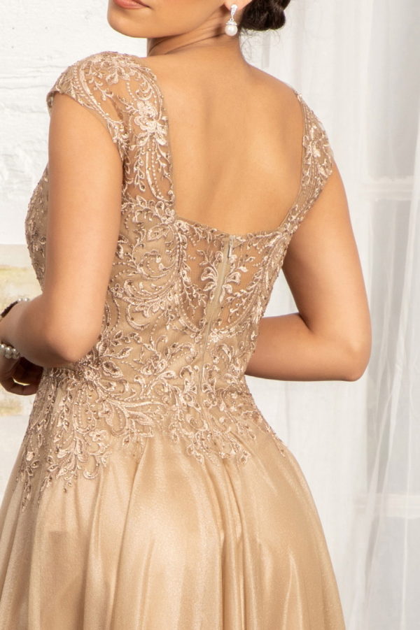 Beads Embellished Embroidered A-line Dress w/ Scoop-Neck - RoshelLuxe.com