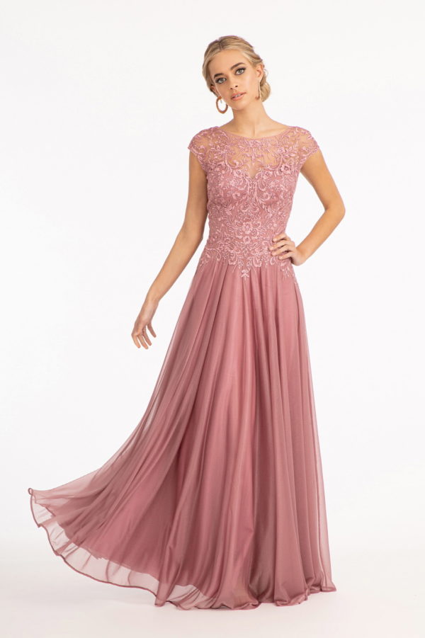Beads Embellished Embroidered A-line Dress w/ Scoop-Neck - RoshelLuxe.com