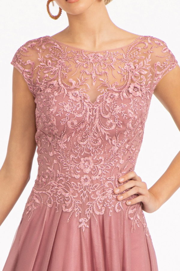 Beads Embellished Embroidered A-line Dress w/ Scoop-Neck - RoshelLuxe.com