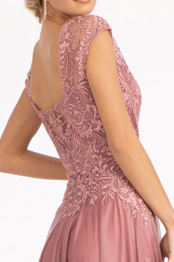 Beads Embellished Embroidered A-line Dress w/ Scoop-Neck - RoshelLuxe.com