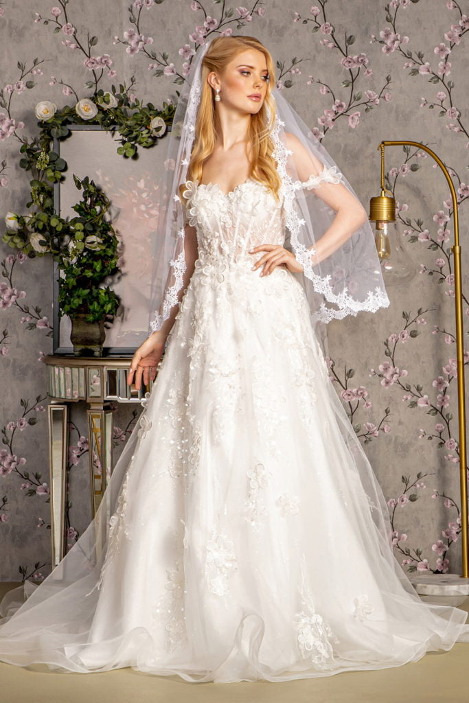 3-D Flower Sequin Off Shoulder Mesh A-line Long Dress w/ Side Drapes - RoshelLuxe.com