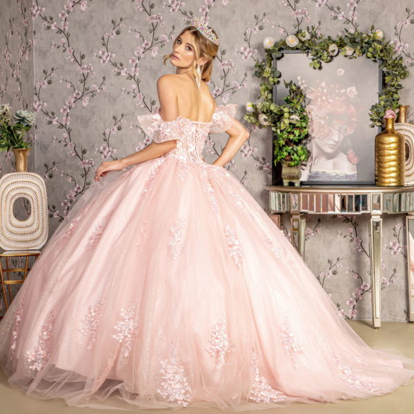 3-D Flower Illusion Sweetheart Sheer Bodice Mesh Ball Gown - RoshelLuxe.com
