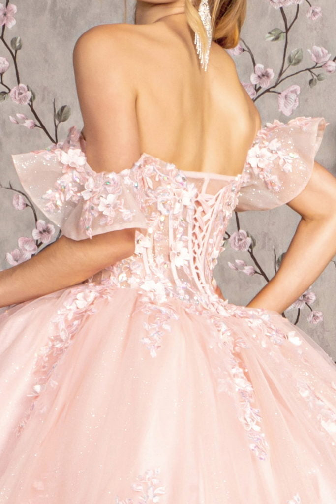 3-D Flower Illusion Sweetheart Sheer Bodice Mesh Ball Gown - RoshelLuxe.com