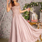 Bead Embroidery Sheer Short Sleeves A-line Mesh Long Dress - RoshelLuxe.com