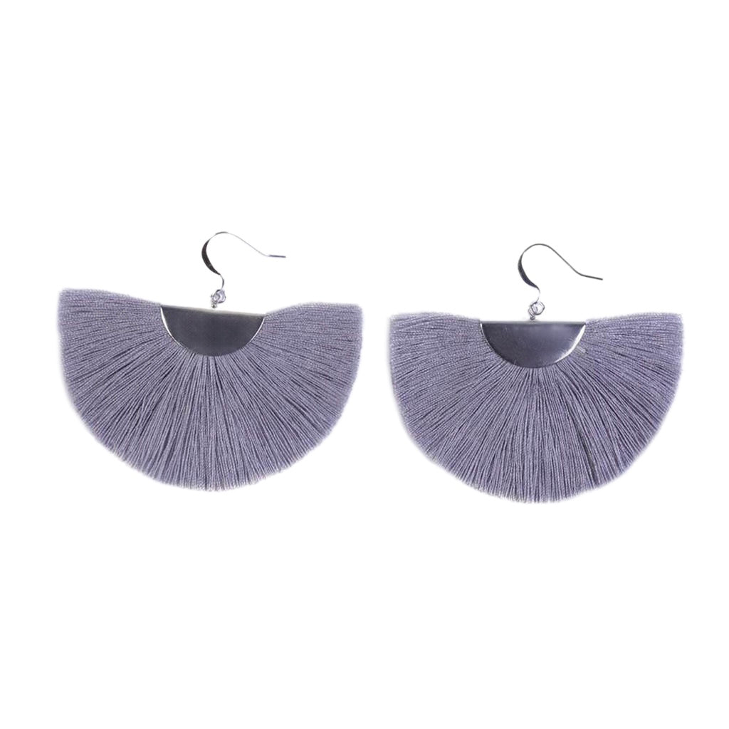 Silver Half Moon Fan Earrings - RoshelLuxe.com