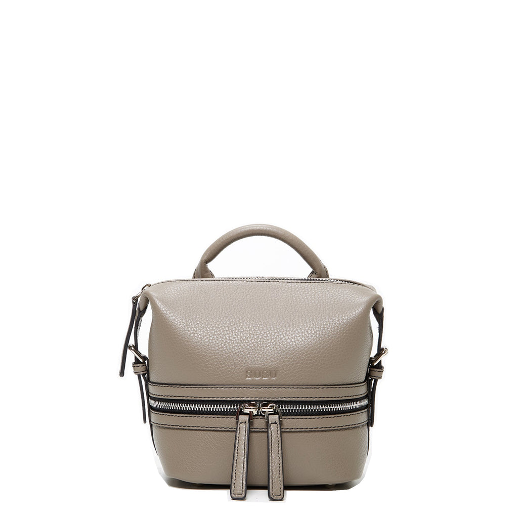 Gray Leather Backpack Purse for Women Convertible Crossbody Bag Medium Size with Front and Back Pockets