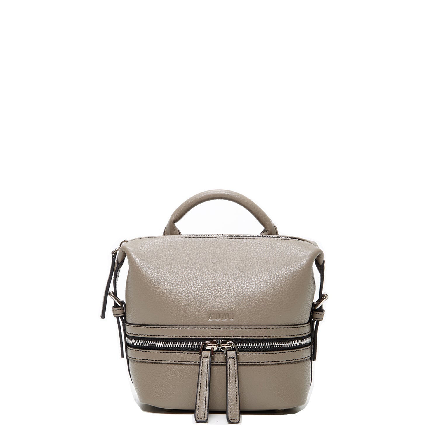 Gray Leather Backpack Purse for Women Convertible Crossbody Bag Medium Size with Front and Back Pockets - RoshelLuxe.com
