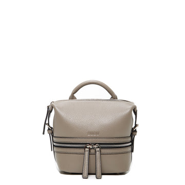 Gray Leather Backpack Purse for Women Convertible Crossbody Bag Medium Size with Front and Back Pockets