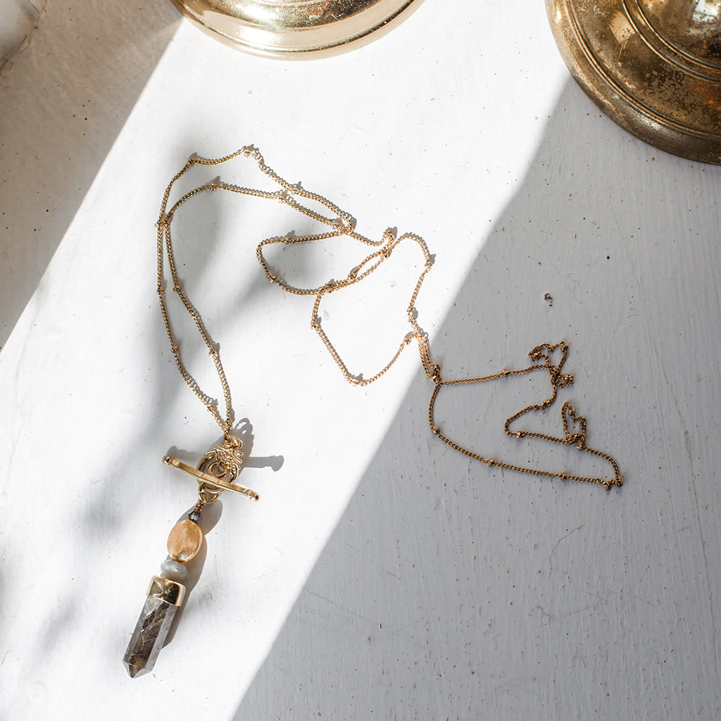 Labradorite Lariat Necklace - RoshelLuxe.com