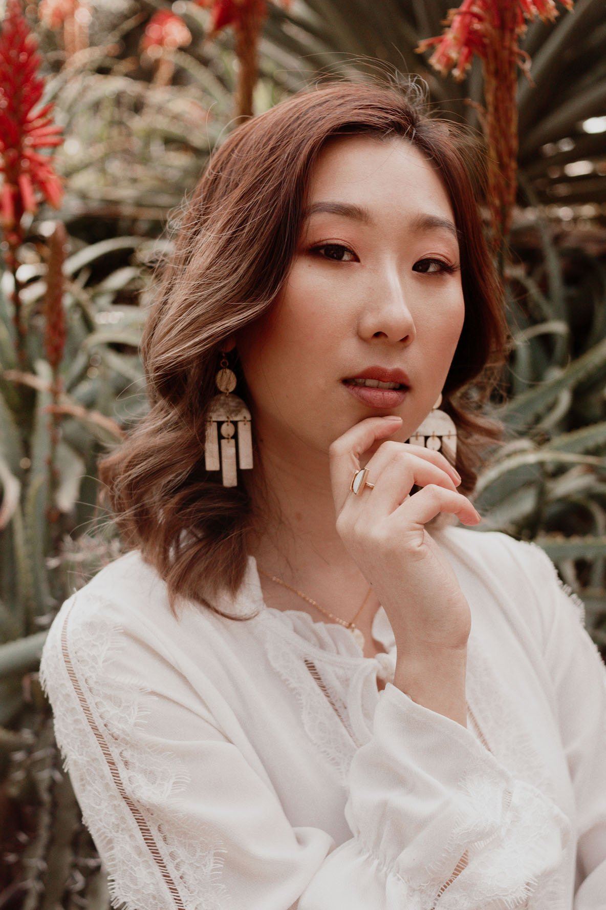 Hoang Hau Buffalo Horn Chandelier Statement Earrings - RoshelLuxe.com
