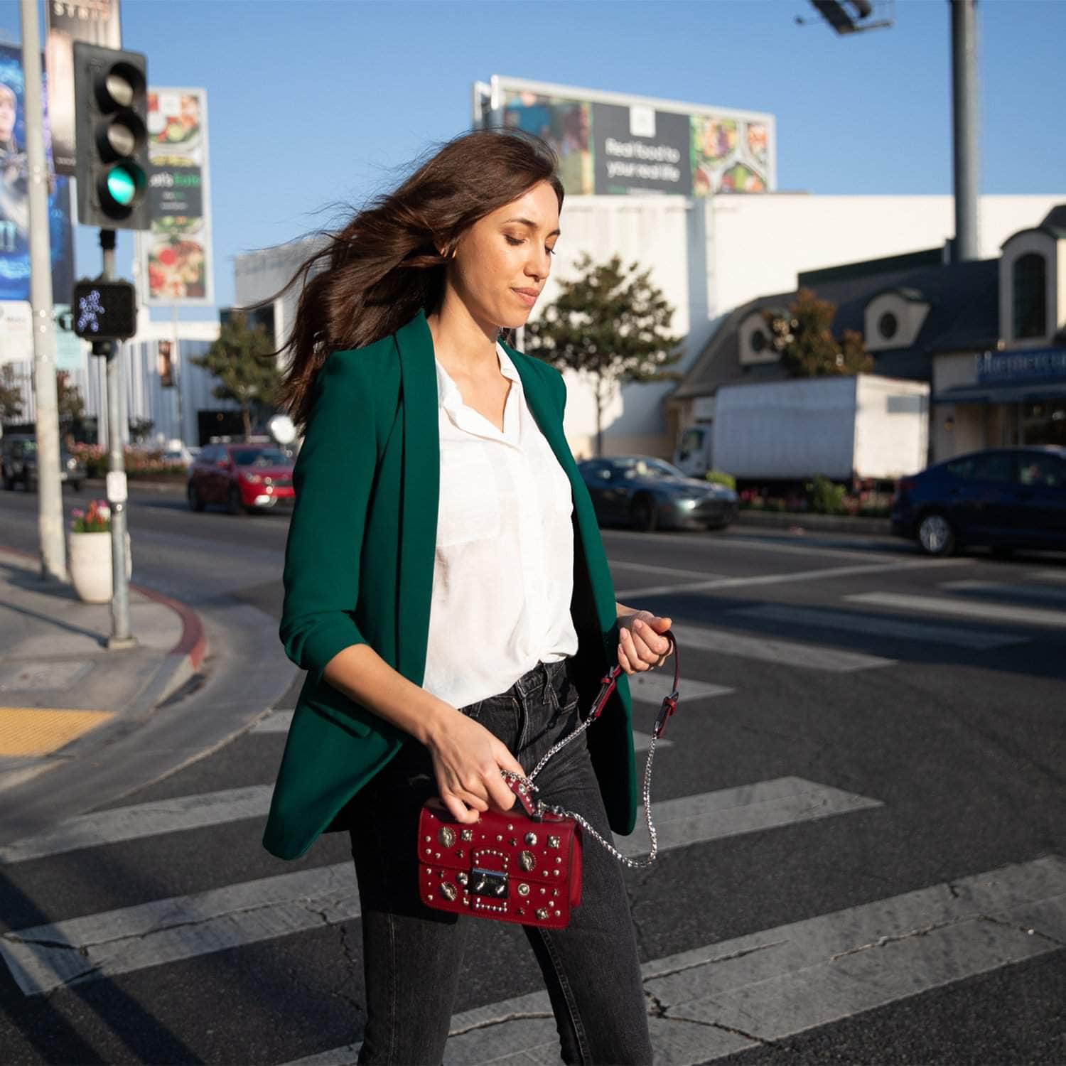 Studded Small Leather Crossbody Bag Burgundy Purse  Women's Handbag - RoshelLuxe.com