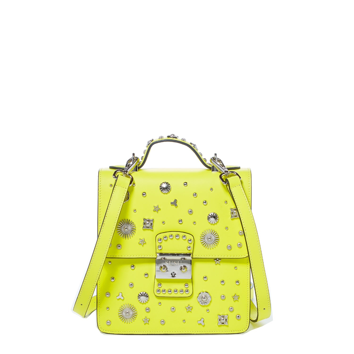 Convertible Leather Backpack Purse Yellow Crossbody Bag - RoshelLuxe.com