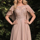 A-Line Chiffon Gown With Caplet - RoshelLuxe.com